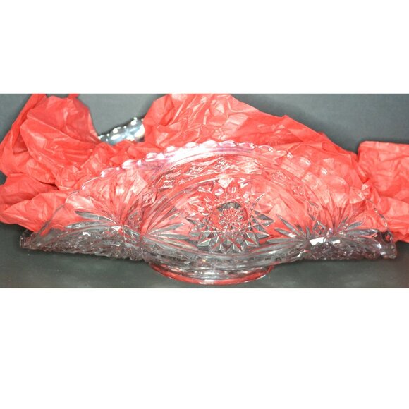 Vintage Clear Cut Glass Celery Dish Relish Bananas Serving Table Decor - Picture 1 of 7